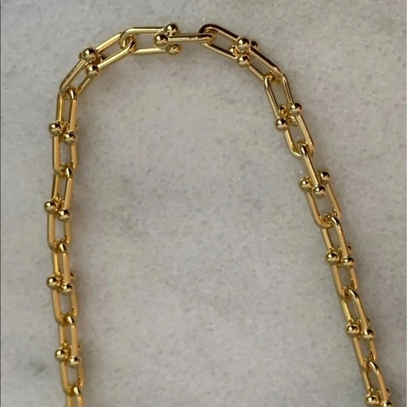 Gold Chain Link Chunky Sterling Silver Necklace - Picture 4 of 6